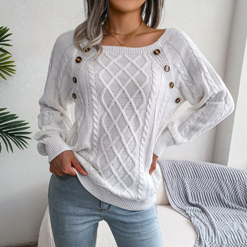 Pull en Tricot à Col Carré