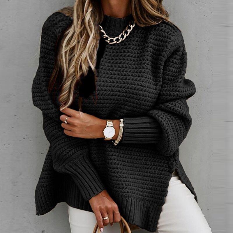 Pull en Tricot Uni Avec Fentes