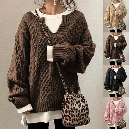 Pull en Tricot Ligné Décontracté