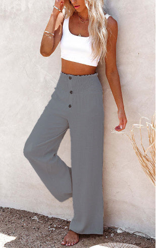 Pantalon Large en Coton-Lin