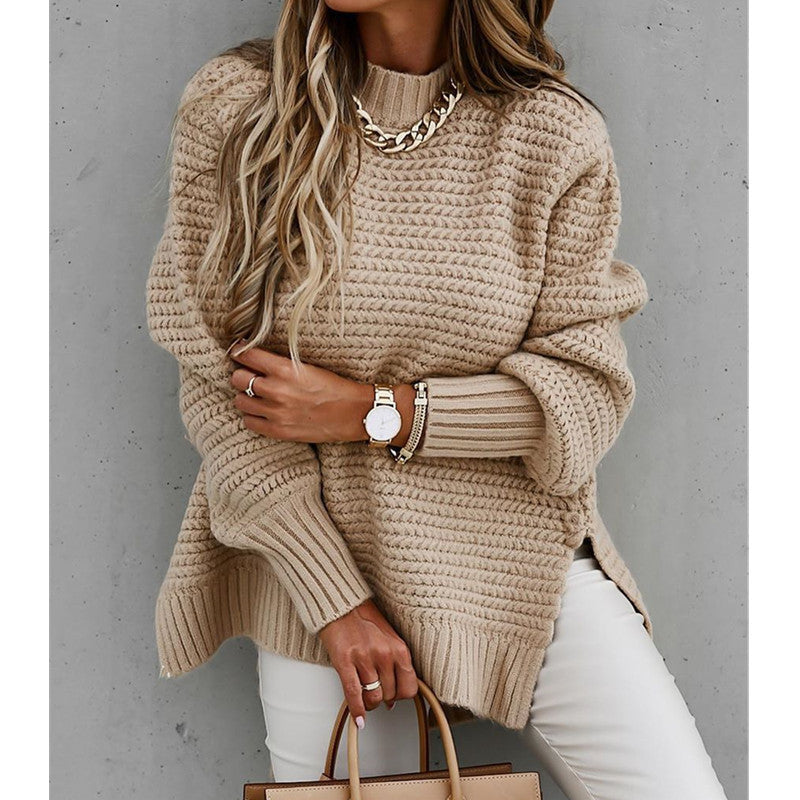 Pull en Tricot Uni Avec Fentes