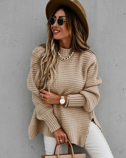 Pull en Tricot Uni Avec Fentes