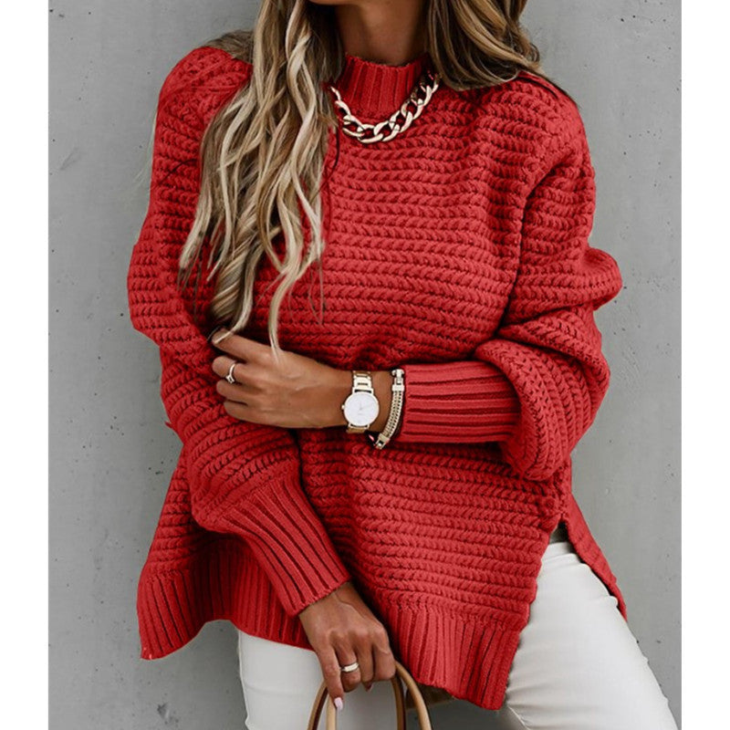 Pull en Tricot Uni Avec Fentes
