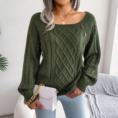 Pull en Tricot à Col Carré