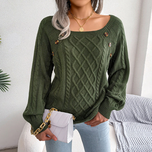 Pull en Tricot à Col Carré