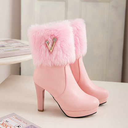 Bottines Elegant Hiver à Talon Epais