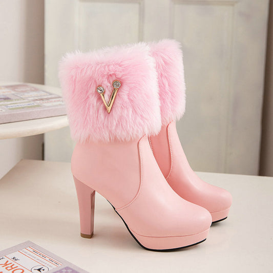 Bottines Elegant Hiver à Talon Epais