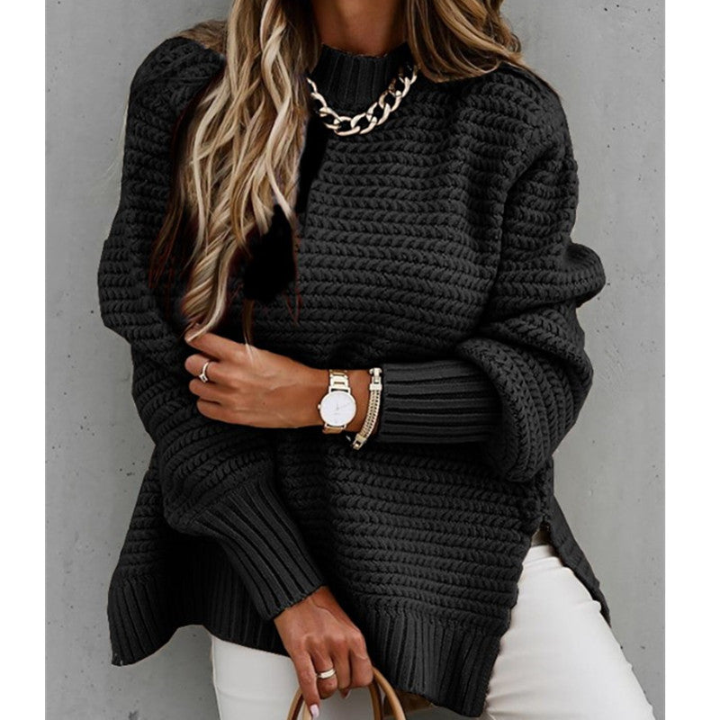Pull en Tricot Uni Avec Fentes