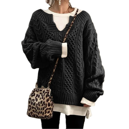 Pull en Tricot Ligné Décontracté