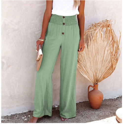 Pantalon Large en Coton-Lin