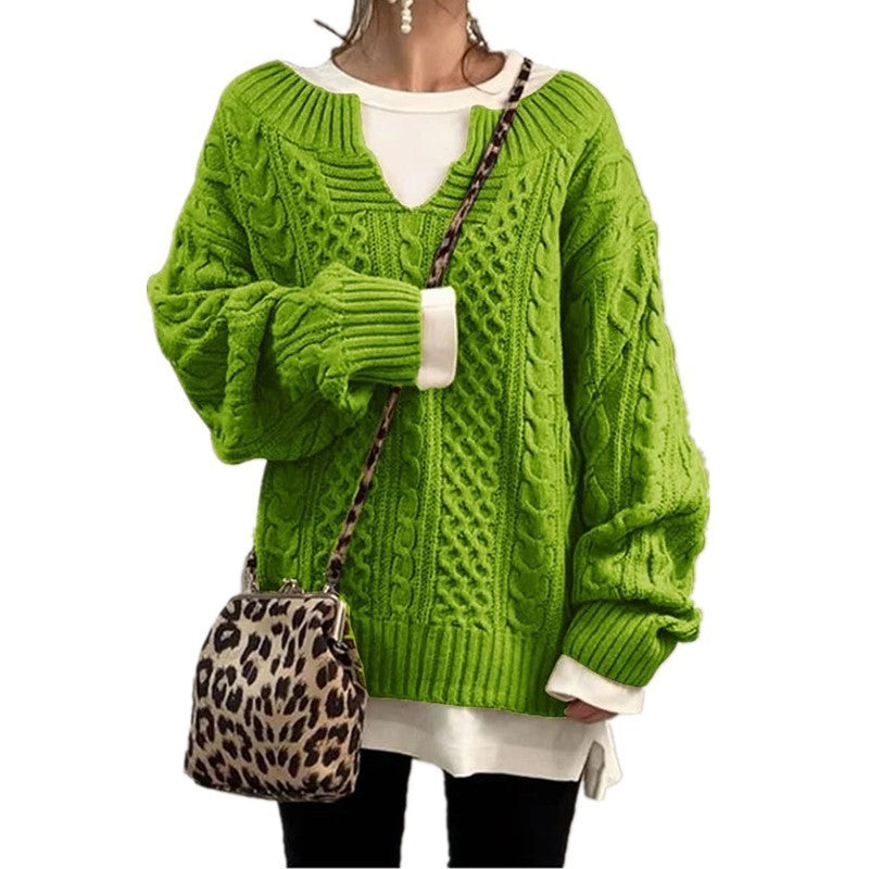 Pull en Tricot Ligné Décontracté