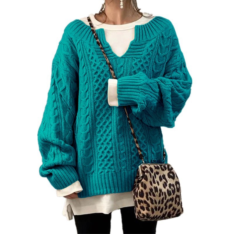 Pull en Tricot Ligné Décontracté