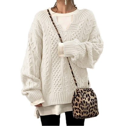 Pull en Tricot Ligné Décontracté