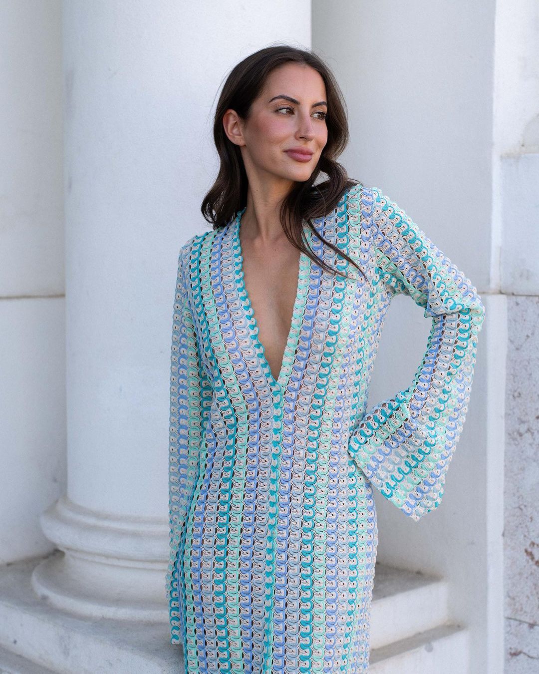 Robe Longue Dentelle Bicolore