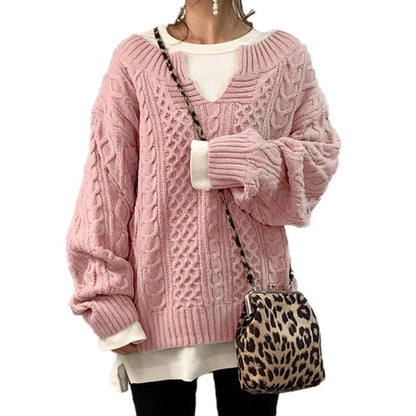 Pull en Tricot Ligné Décontracté