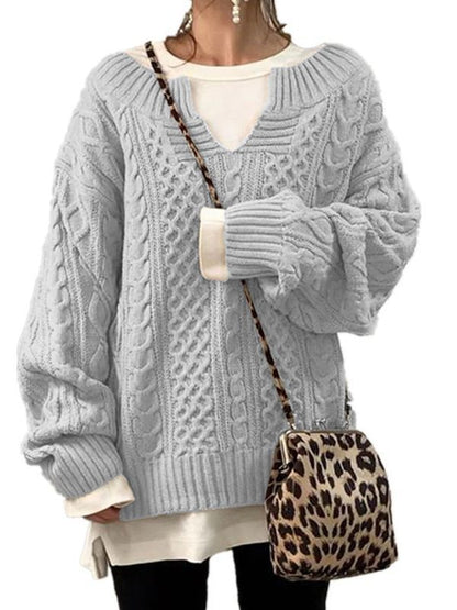 Pull en Tricot Ligné Décontracté