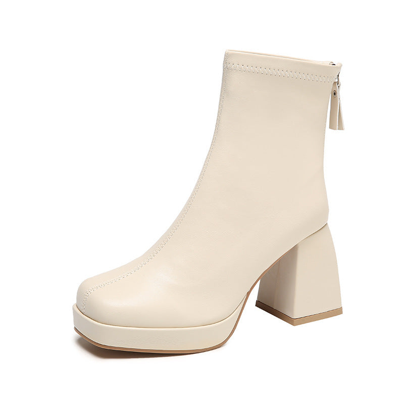 Bottes à talons épais bout carré