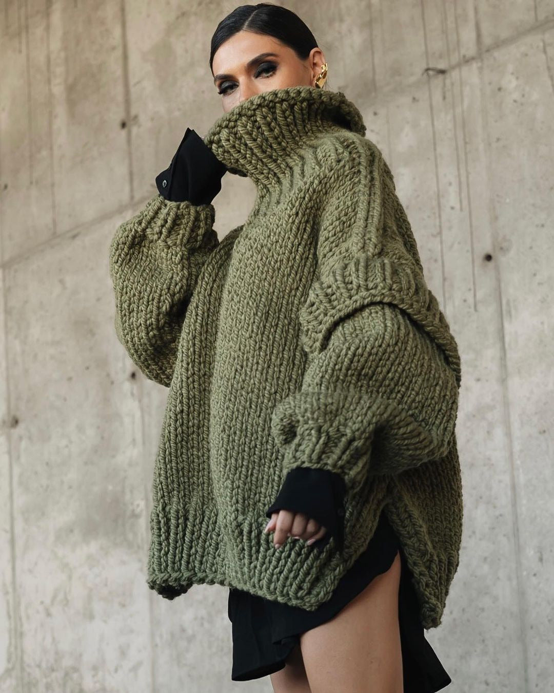 Pull Col Roulé en Tricot