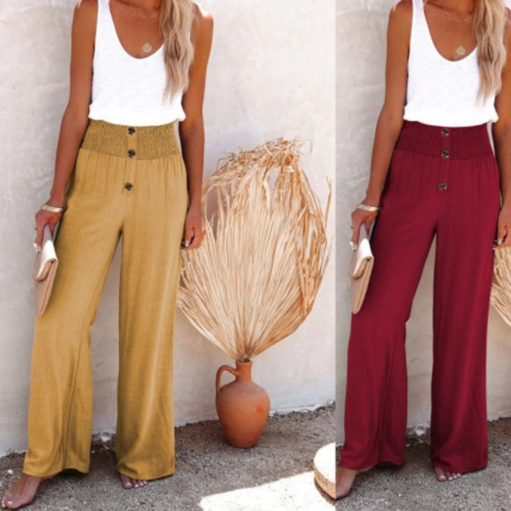 Pantalon Large en Coton-Lin