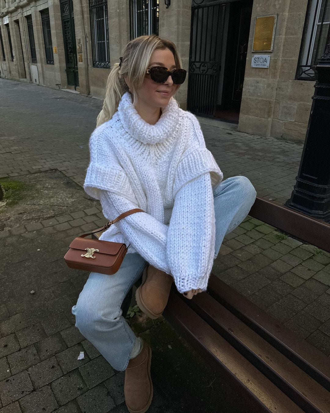 Pull Col Roulé en Tricot