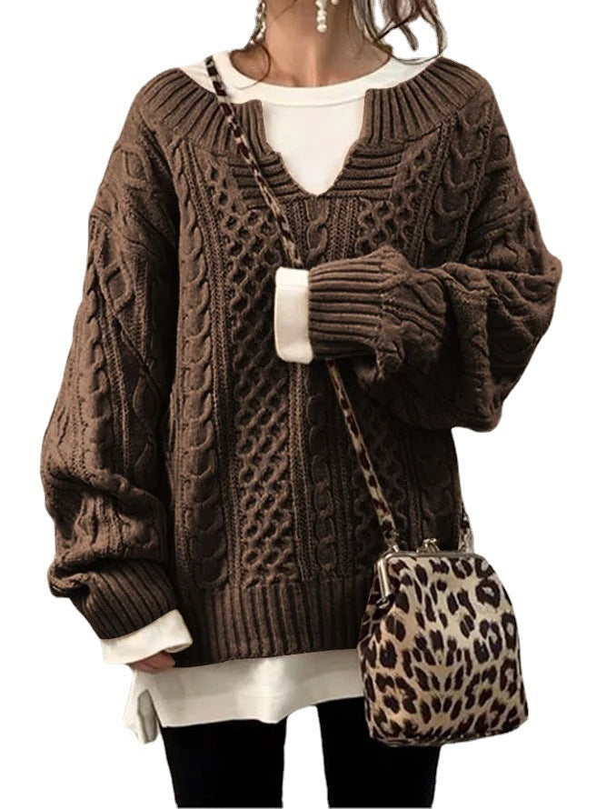 Pull en Tricot Ligné Décontracté