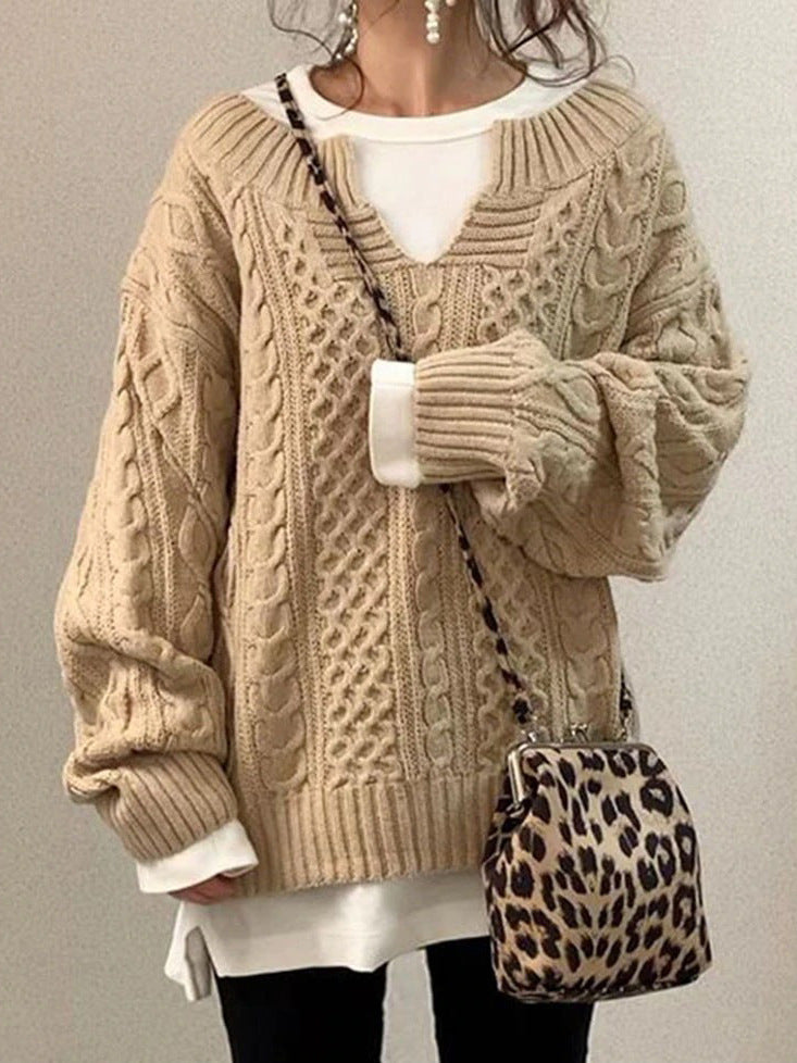Pull en Tricot Ligné Décontracté