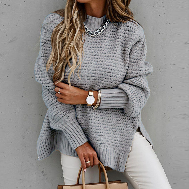 Pull en Tricot Uni Avec Fentes