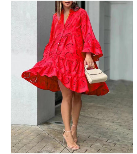 Robe Fleurie à Broderies Ajourées