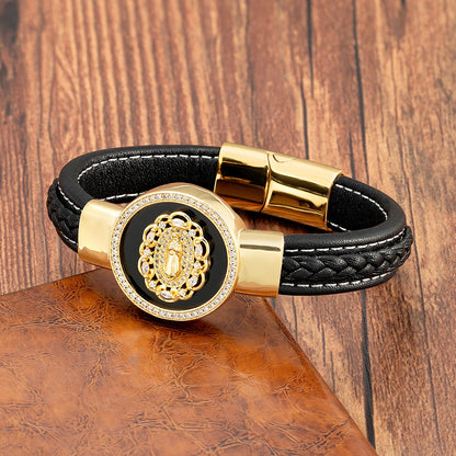 Bracelet Tendance en Cuir Noir