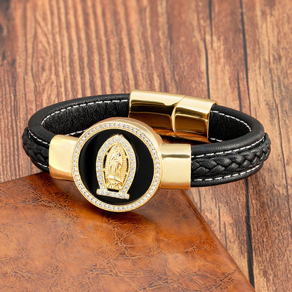 Bracelet Tendance en Cuir Noir