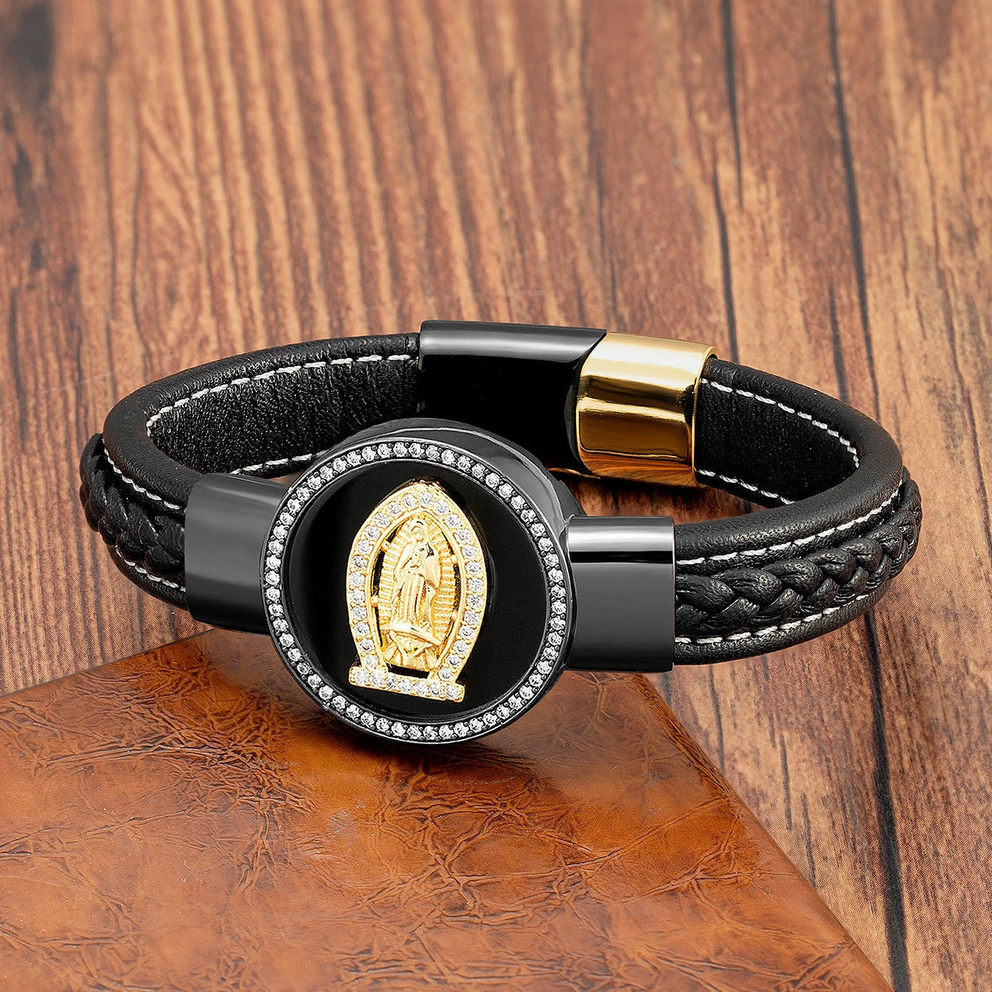 Bracelet Tendance en Cuir Noir