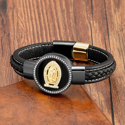 Bracelet Tendance en Cuir Noir