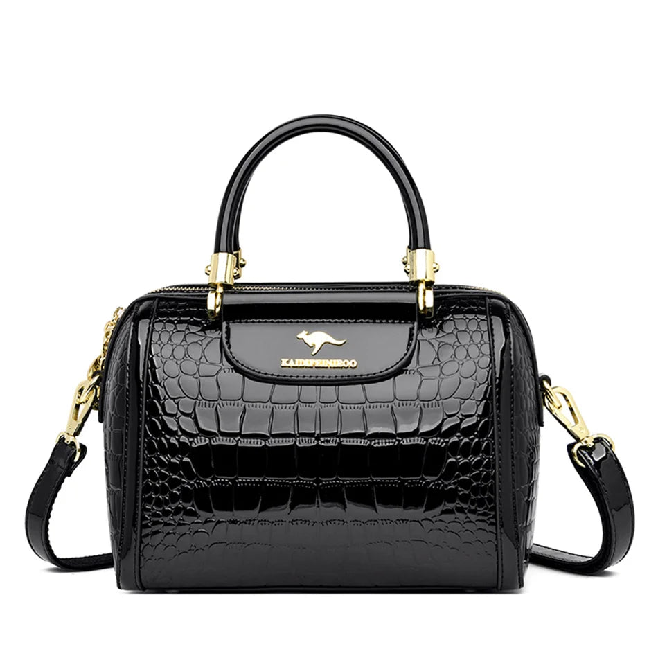 Sac en Cuir Verni avec Motif Crocodile