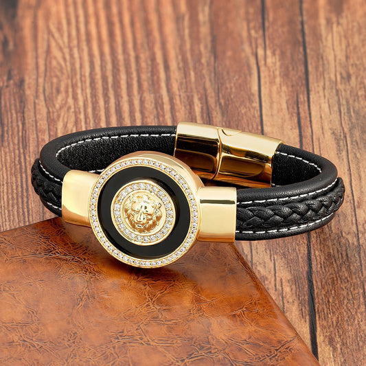 Bracelet Tendance en Cuir Noir