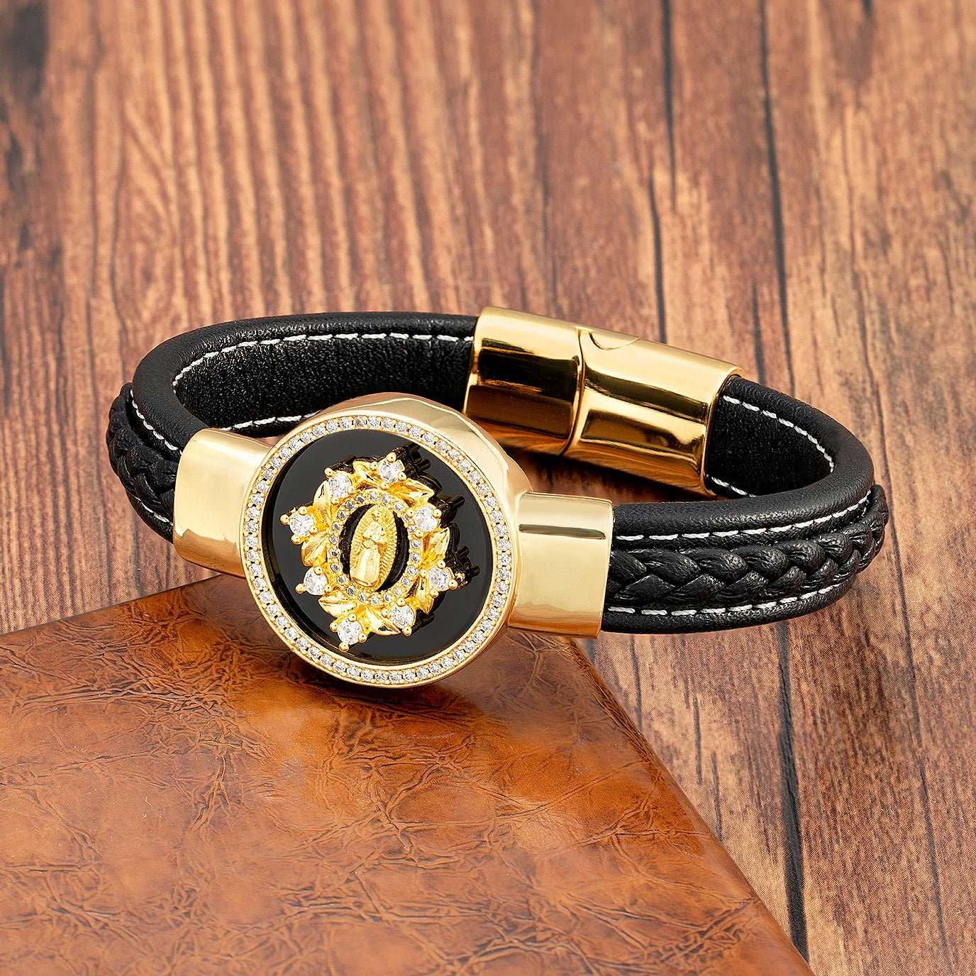 Bracelet Tendance en Cuir Noir