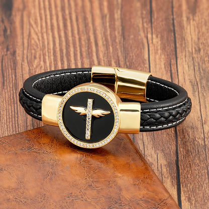 Bracelet Tendance en Cuir Noir