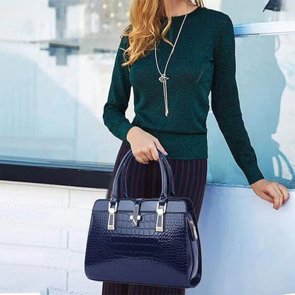 Sac Rigide en Cuir Brillant Crocodile