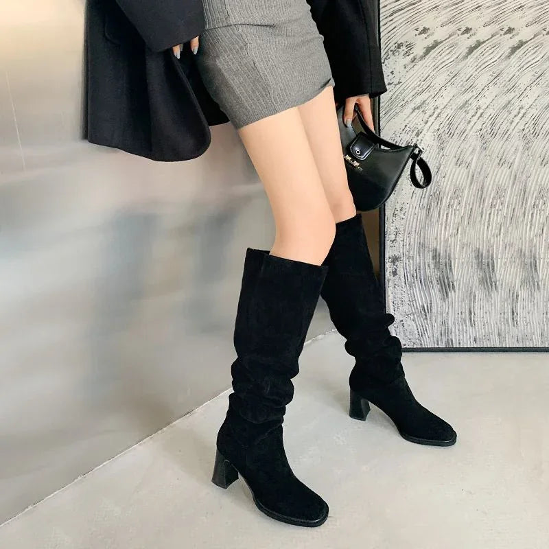 Bottes Hautes à Talon Carré