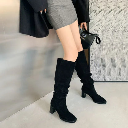 Bottes Hautes à Talon Carré