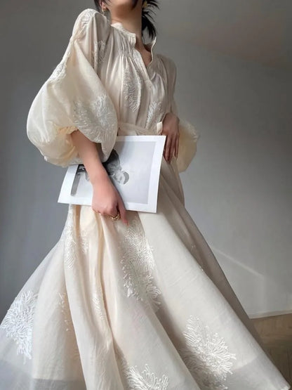 Robe Midi Française Brodée