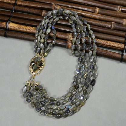 Collier Multi-Rangs en Labradorite Naturelle