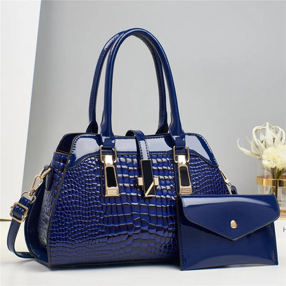 Sac Rigide en Cuir Brillant Crocodile