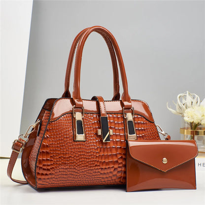 Sac Rigide en Cuir Brillant Crocodile