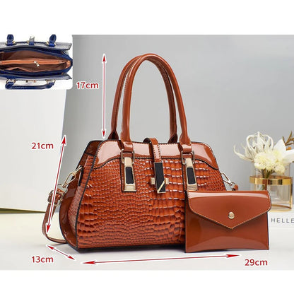 Sac Rigide en Cuir Brillant Crocodile