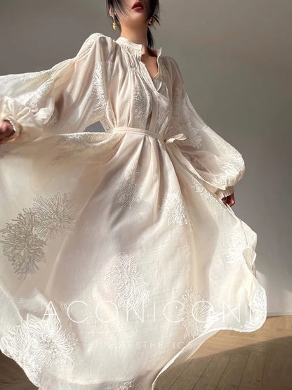 Robe Midi Française Brodée