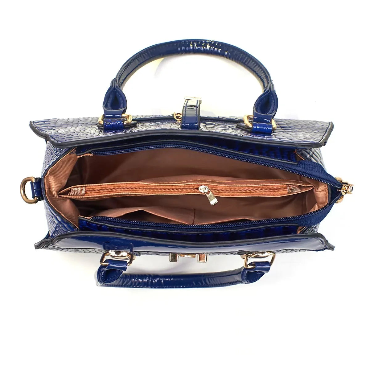 Sac Rigide en Cuir Brillant Crocodile