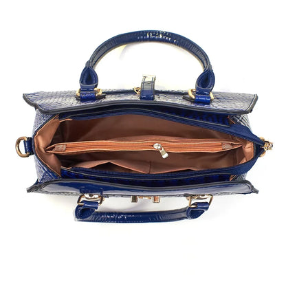 Sac Rigide en Cuir Brillant Crocodile