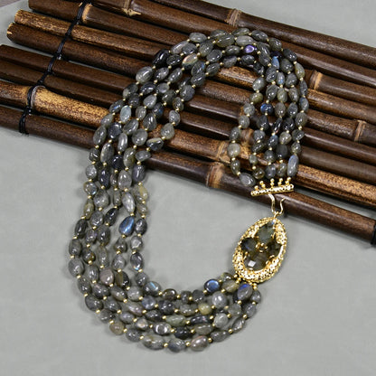 Collier Multi-Rangs en Labradorite Naturelle