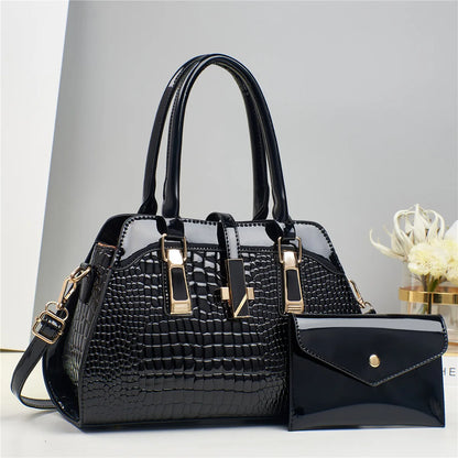 Sac Rigide en Cuir Brillant Crocodile