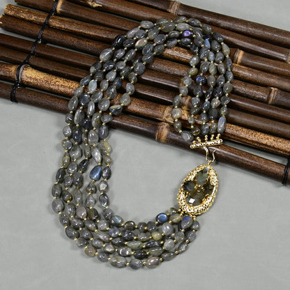 Collier Multi-Rangs en Labradorite Naturelle